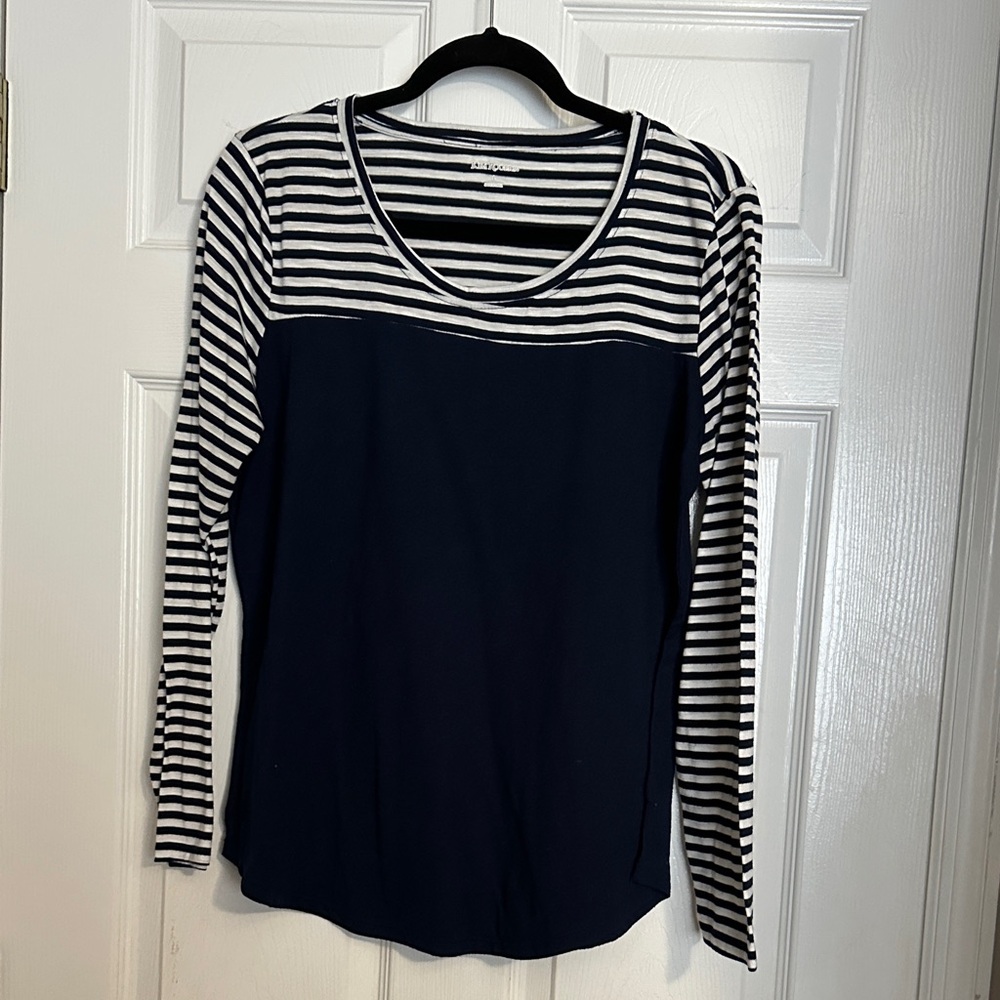 Kim Rogers Navy and White Striped Blouse